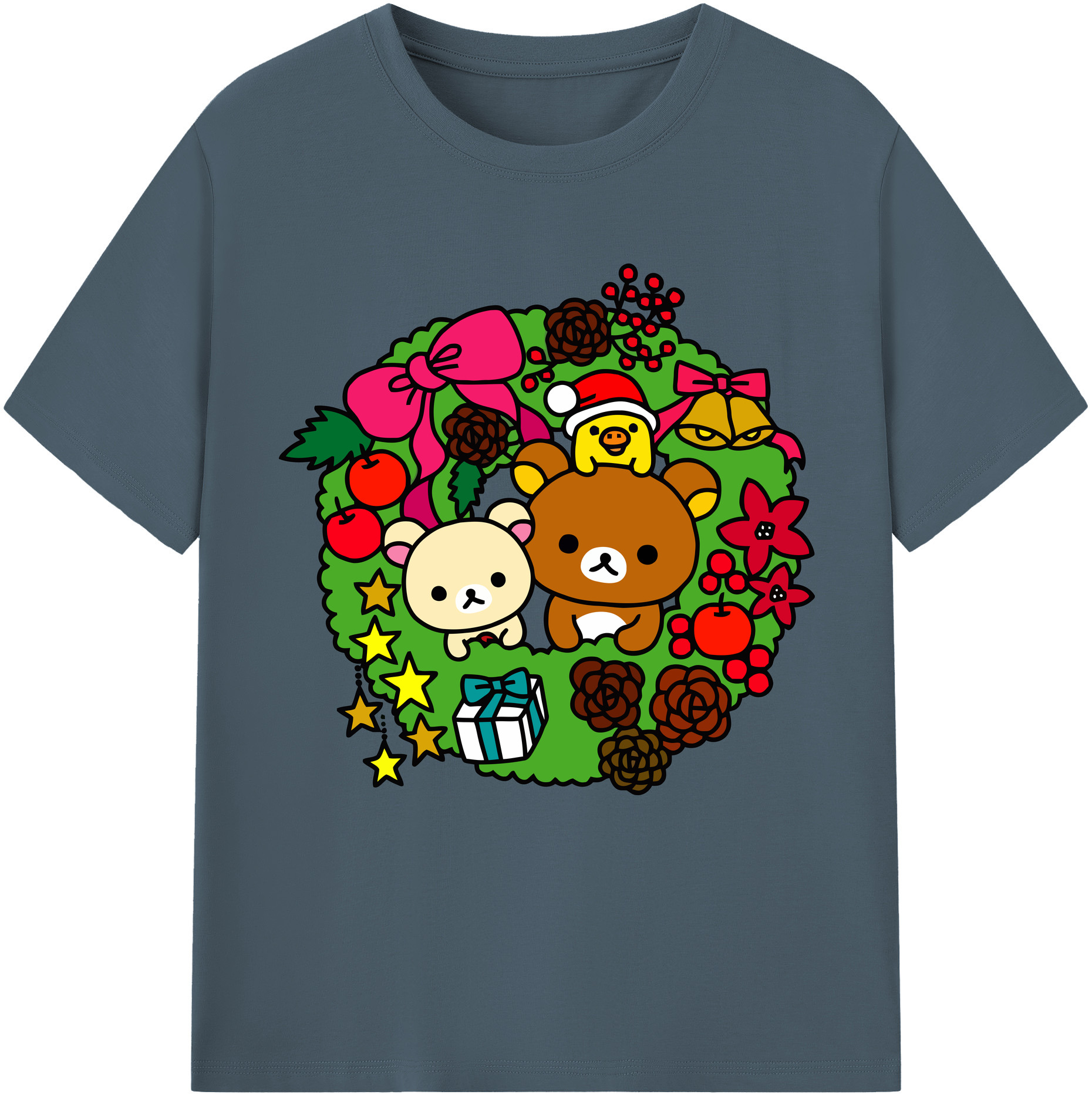 （画像用） リラックマ リラックマ キイロイトリ Rilakkuma Korilakkuma Kiiroitori 綿100％半袖Tシャツ（フロントプリント）